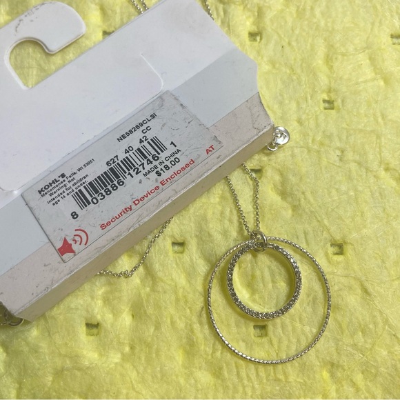 LC LAUREN CONRAD SILVER TONE DOUBLE CIRCLE NECKLACE - Picture 2 of 4